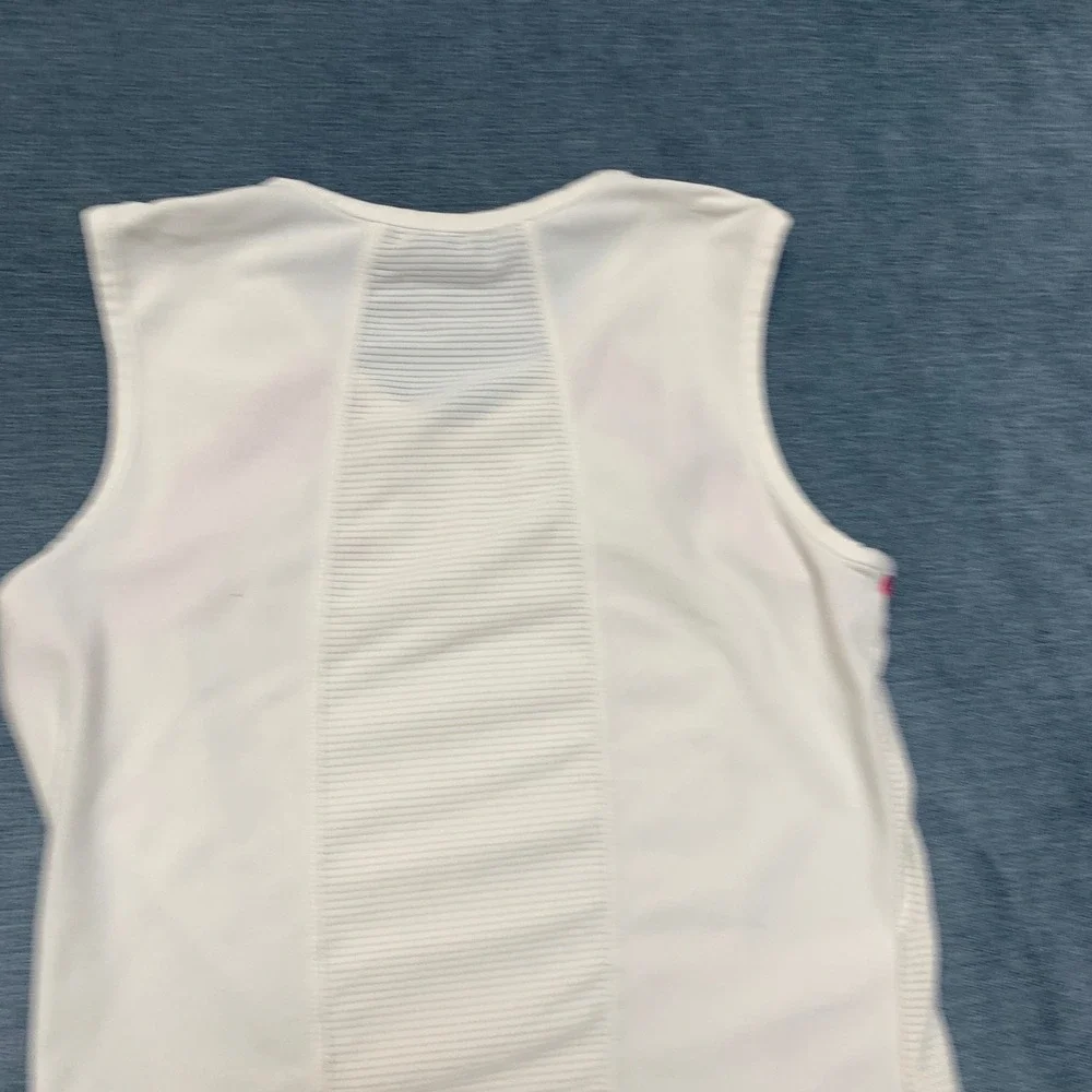 Y2K Nike Tank Top Girls M 10-12 White Pink Swoosh Logo Dri-Fit  Activewear